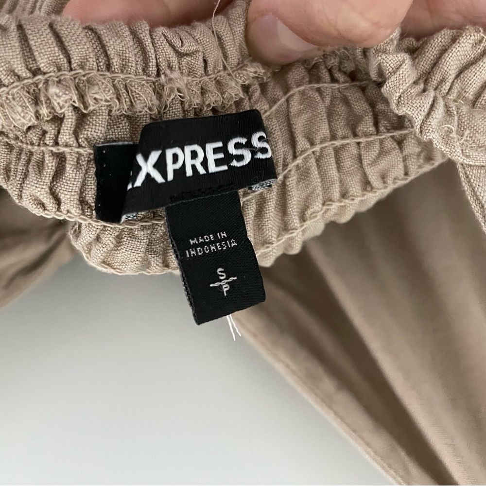 Express Linen-Blend Button Front Tie Midi Dress, S - image 6